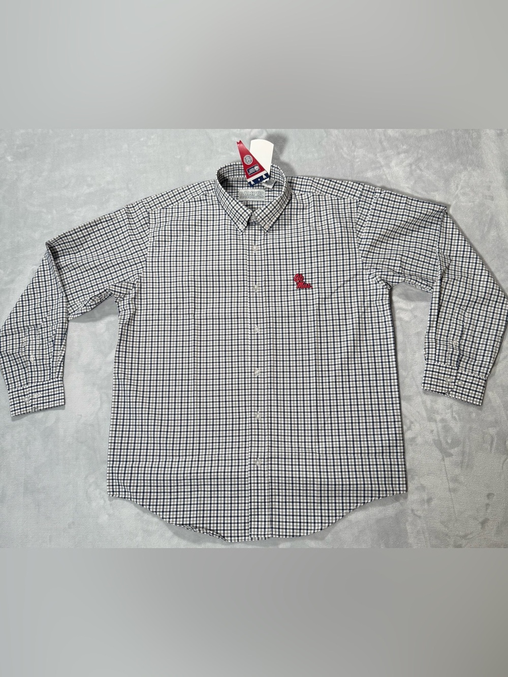 Ole Miss Rebels Campus Specialties Button Down Shirt Mens Large NWT Plaid